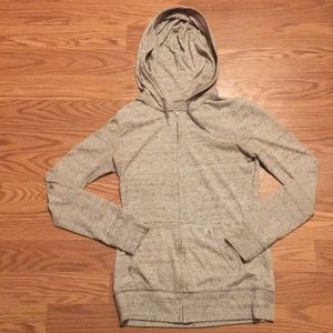Lightweight, cute gray and brown zip up hoodie